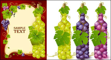 Botellas llenas de material de vectores de uva