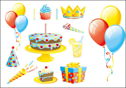 The balloon cake gift ribbons vector of material