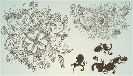 Dibujo de líneas vectores de patrón de flor de material