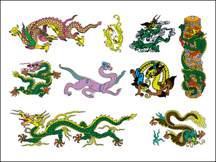 Китайская классическая Дракон семь векторного материала