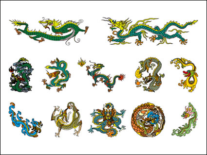 Material chinesa clássica Dragon Vector do 4.