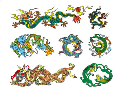 चीनी शास्त्रीय ड्रैगन वेक्टर के दस