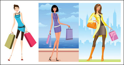 Мода, жени вектор материал за пазаруване