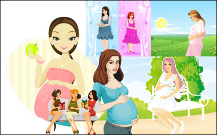 7 schwangere Frauen, Vektor