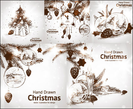 Estilo de Vector de decoraciones de Navidad pintados a mano