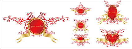 Insignia de escudo de Vector de cinta romántica