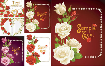 Rosas tarjetas vector material