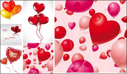 رومانسية البالونات على شكل قلب متجهة