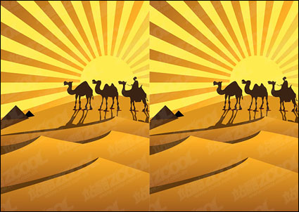 Silhueta dourado deserto camel Vector