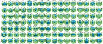 ग्रीन क्रिस्टल बॉल बटन चिह्न के विभिन्न प्रतीकों सामग्री वेक्टर