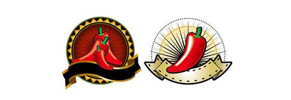 matériel de vecteur de 2 poivrons rouges thème décoration