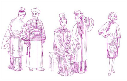 Dessin de ligne de vêtements dynastie Yuan dynastie vêtements vêtements vêtements Ming dynastie Qing dynastie Song