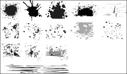 Serangkaian elemen desain hitam dan putih vektor materi-6 (tinta blot)