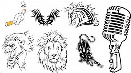 Totem, tato, rokok, kuda, lionhead, macan tutul vektor