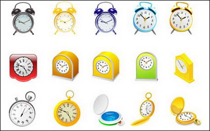Alarm clock, clock and stopwatch vector