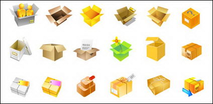 Cajas de cartón, fruta, dinero, vector de embalaje
