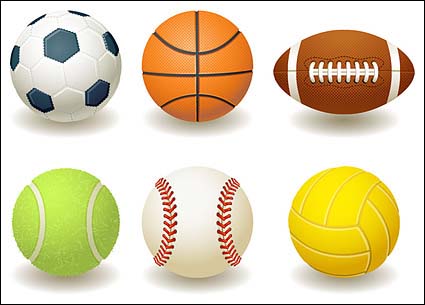 サッカー、バスケット ボール、ラグビー、テニス、野球、バレーボールのベクター素材