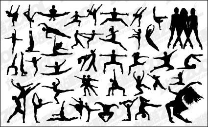Vector silueta de personas bailando