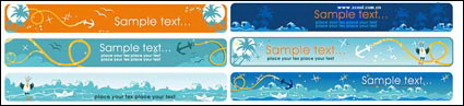 Cartoon Seascape tema Banner Vector