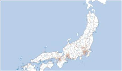 일본 지도 + 철도 네트워크 벡터