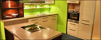 Мода зелени тон на кухнята картина материал
