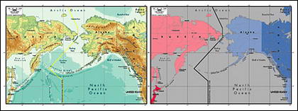 Vektor peta dunia indah bahan - peta Selat Bering