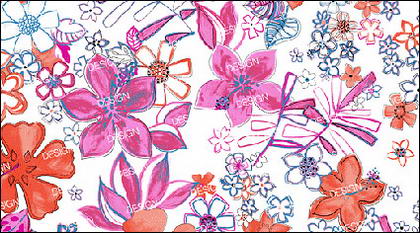 Psd ファッション手描きの花パターン材料層