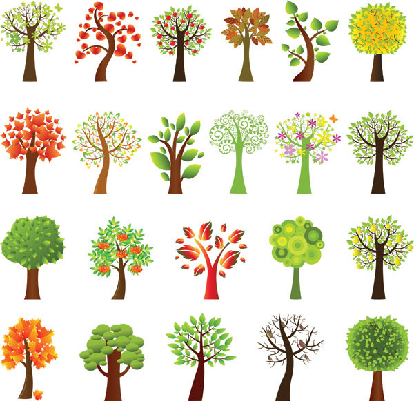 Una variedad de árboles preciosas material de vectores 