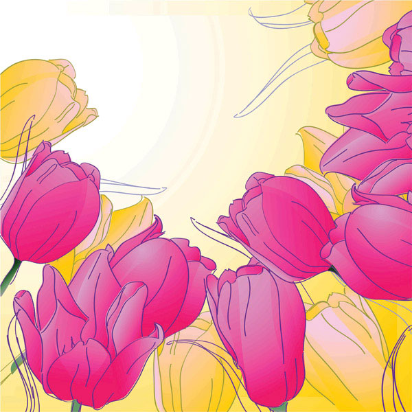 Vector de tulipanes pintados a mano-4  