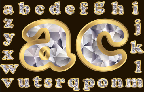 Kata Kunci Berlian Huruf Alfabet Seni Vektor Bahan Diamond 02