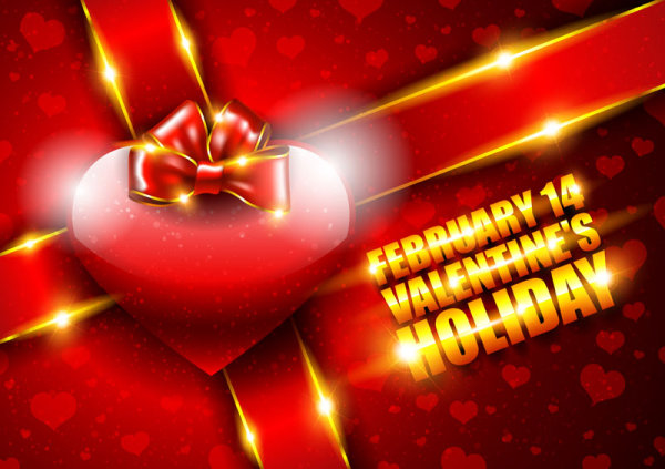 キーワード バレンタインの日 背景 ハート 赤いハート ロマンス 愛 明るい 弓 ベクトル材料 Free Download