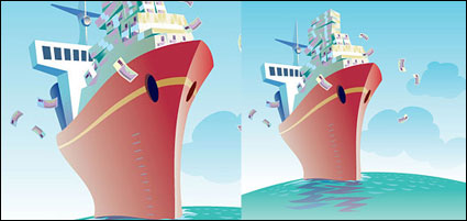 Ilustración comercial barco temáticas vector de material