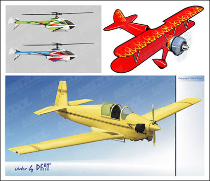 3 aviones de vectores de material