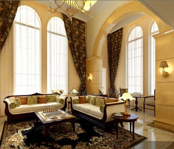 Luxurious golden comfortable living room