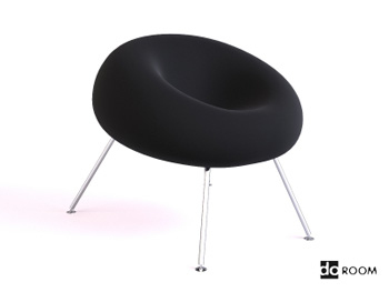 Black suede leg lounge chair