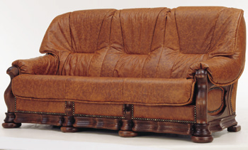 Three seats leather brown sofa