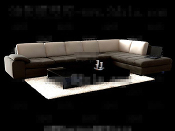 Comfortable brown fabric sofa combination