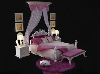 European style pink and white bed