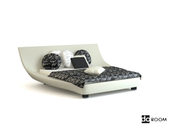 Unique shape white double bed