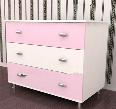Pink white spliced bedside cabinet