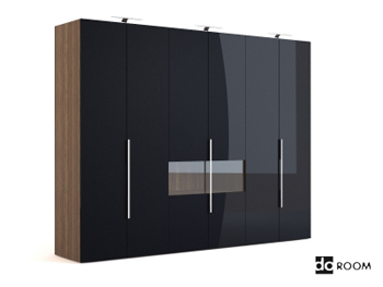 Black multi-door coats cabinet