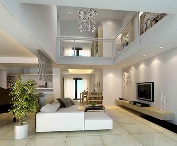 Duplex bright white living room