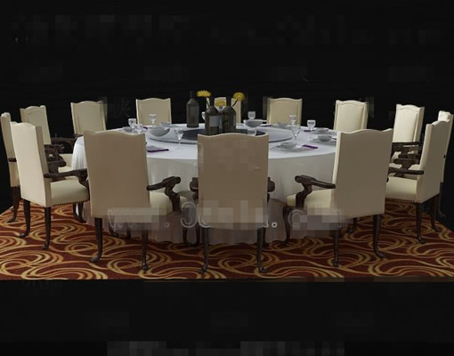 Beige round table and chairs combination