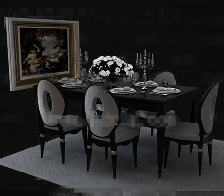 Modern minimalist gray dining table