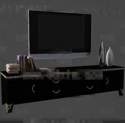 Modern wooden black TV cabinet