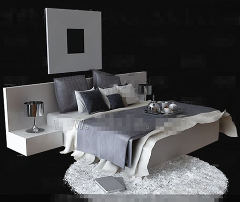 Fashion personality gray and white double bed