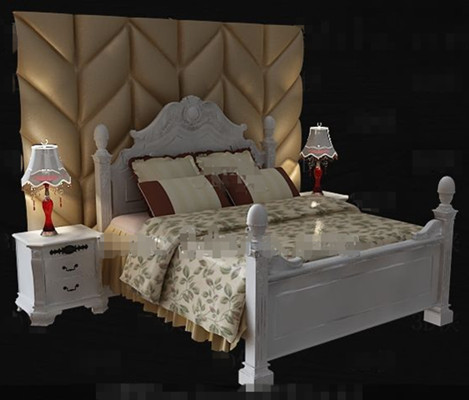 Exquisite wooden white double bed