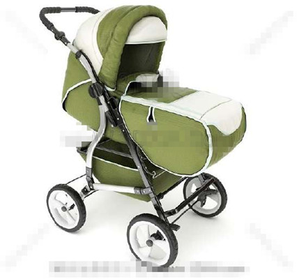 Multi-functional green baby trolley bed