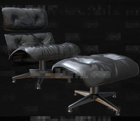 High-grade black leather single sofa