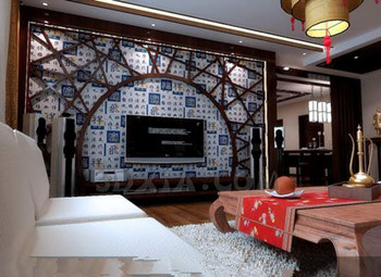 Chinese style retro wood structure living room